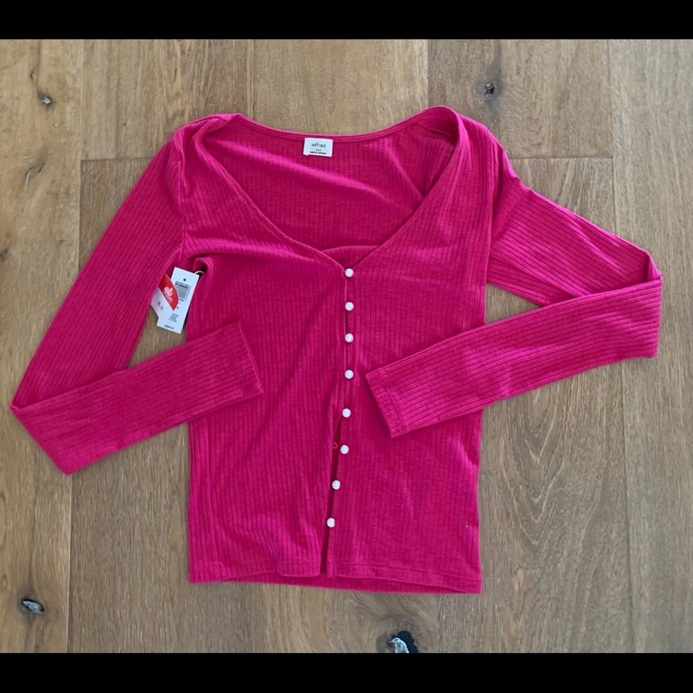 Aritzia Hot pink pearl top